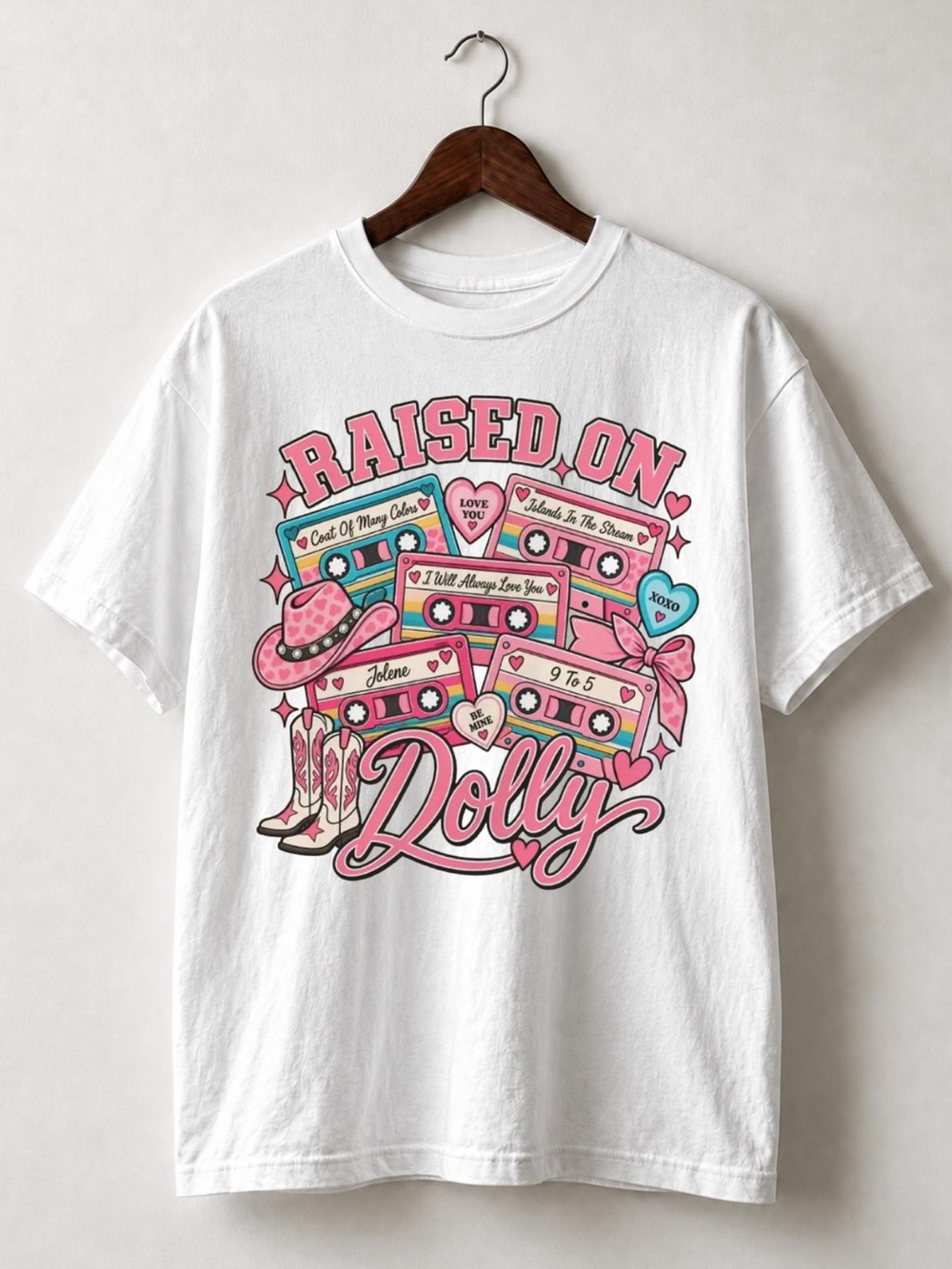 Gildan White Raise On Dolly Shirt, Dolly Parton Tshirt, Country Music Legend Tee